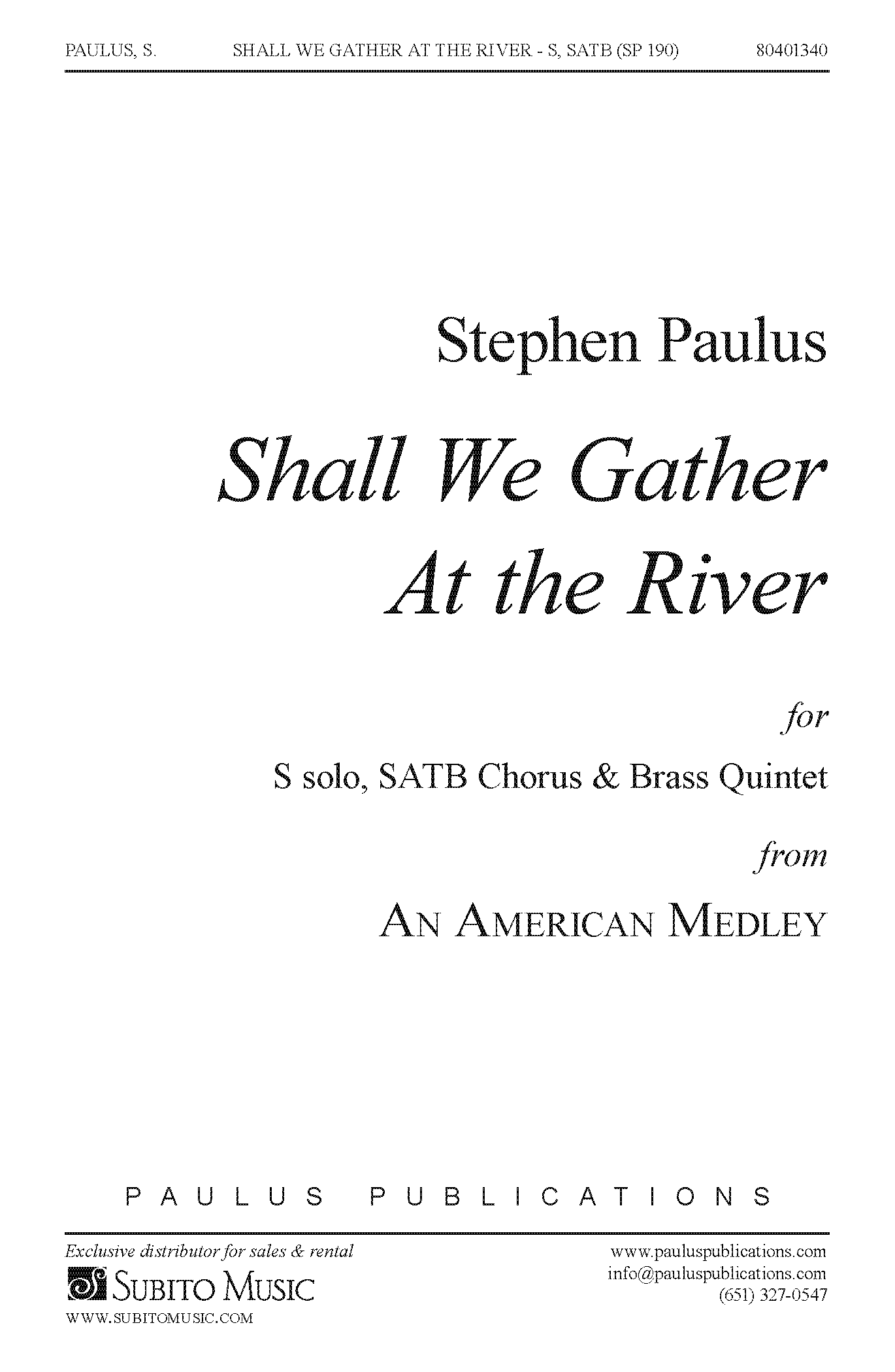 Shall We Gather at the River for SATB Chorus & Brass Quintet
